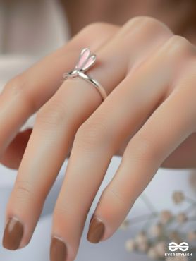 EASTER EARS - SILVER AND PINK RING (ONE SIZE)
