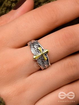 CELESTIAL CROSS - STATEMENT RING (ADJUSTABLE)