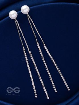A MOONLIT PEARL - SILVER EMBELLISHED EAR JACKETS