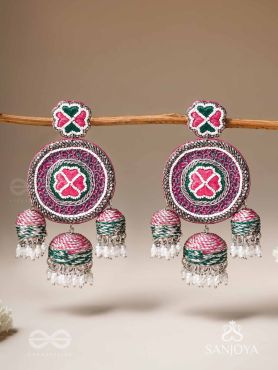 Sumardava- The Art Of Softness- Resham, Beads And Cutdana Hand Embroidered Earrings