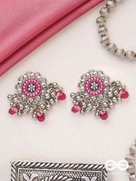 The Silver Talisman- Enamelled Oxidised Earrings