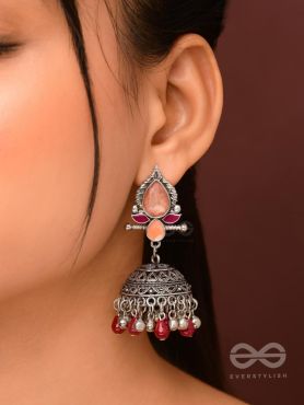 The Shades of Love - Enamelled Oxidised Jhumka Earrings
