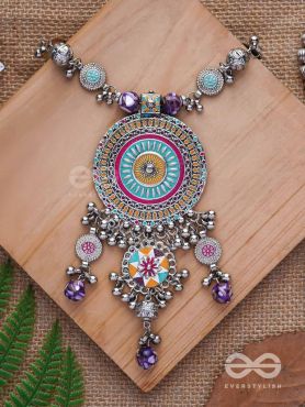 The Hypnotising Circles- Enamelled Oxidised Neckpiece