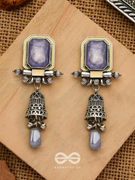 The Lilac Clouds- Oxidised Embellished Earrings