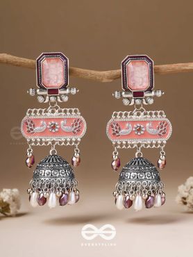 The Rosewood Nostalgia- Enamelled Oxidised Jhumka Earrings