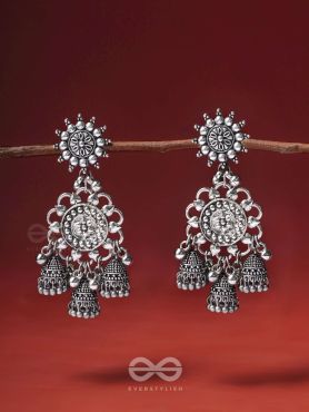 The Moon Flower- Oxidised Earrings