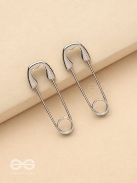 Pin It Up - Statement  Silver Earrings