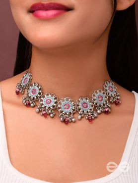 The Rosy Skies - Enamelled Oxidised Neckpiece