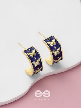 Butterfly Ballet - Golden Enamelled Earrings