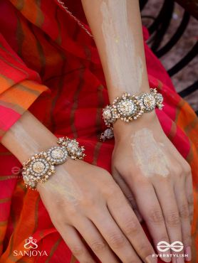 Tararaman - The Bejewelled Galaxies - Beaded Hand Embroidered Cuff Bracelets (Set Of 2)