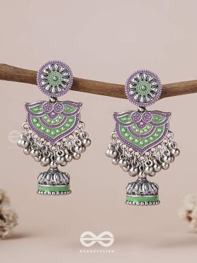 The Forest Lake- Enamelled Oxidised Earrings