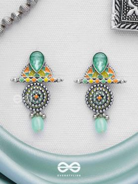 The Warm Shades - Stone Enamelled Oxidised Earrings