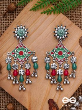 The Floral Hues - Enamelled Oxidised Earrings