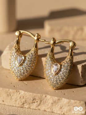 TEARDROPS FROM HEAVEN - 18K GOLD PLATED ANTI-TARNISH EARRINGS INLAID WITH CUBIC ZICRONIA STONES
