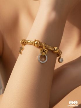 PANTHER LINK - 18K GOLD PLATED ANTI-TARNISH STATEMENT TEXTURED LUXURY CHARM BRACELET