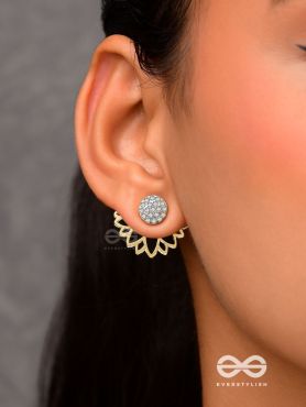 Simmering dawn - Lotus shaped golden ear jackets  