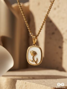 REFRESHING ROSE - STAINLESS STEEL ANTI-TARNISH ROSE ENGRAVED NECKLACE