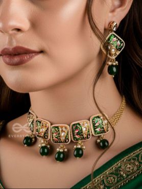 VANASHREE - QUEEN OF THE FOREST- HANDMADE KUNDAN SET WITH NECKLACE AND EARRINGS 
