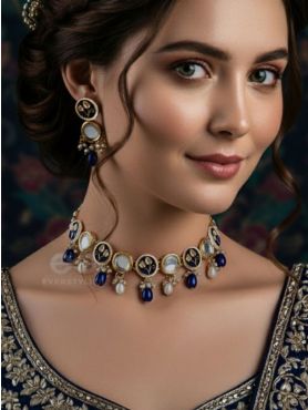 SHITALA - COOL AND CALM-  HANDMADE KUNDAN SET WITH NECKLACE AND EARRINGS 