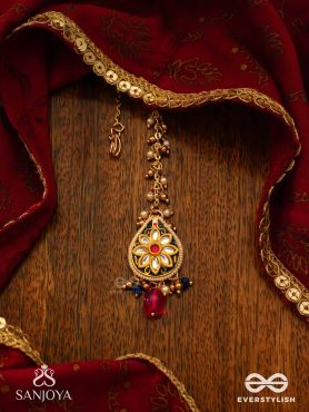 SANDHYARAGA - EVENING HUES - EXQUISITE KUNDAN MAANGTIKA WITH ENAMELLING AND GEM DROPS