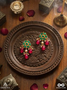 ANURAGA - LOVE’S EMBRACE - HERITAGE-INSPIRED KUNDAN POLKI EARRINGS WITH DAINTY BEADED DROPS