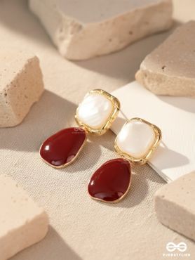 SCARLET LUSTRE- CLASSY DUAL-TONE DROP EARRINGS