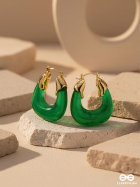 EMERALD EMBRACE-  TRANSLUCENT GREEN HOOPS