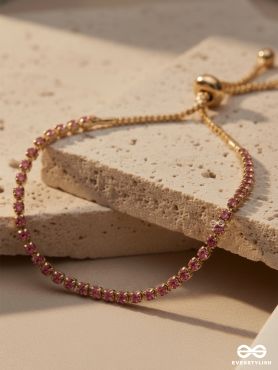 CHEERY LUSH - PINK GEM AND GOLD TENNIS BRACELET 
