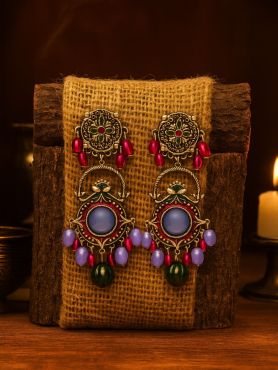 MANDALA BLOOM - ARTISTIC FOLK OXIDISED EARRING