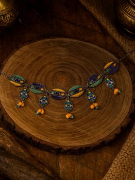 RANG PANCHAMI- BRIGHT ENAMELLED OXIDISED CHOKER