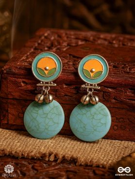 OCEAN SERENADE – OXIDISED DROPS WITH CRACKED SEA BLUE CHARMS