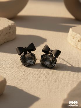 MIDNIGHT MUSE – DARK CRYSTAL STUDS WITH PLAYFUL BOW TOPS