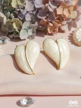 HONEY HEART –  WHITE ENAMEL HEART STUDS WITH GOLD TOUCH