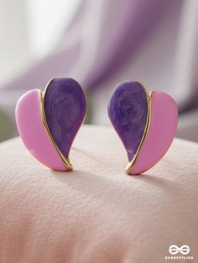 HONEY HEART – LILAC HEART STUDS WITH GOLD TOUCH