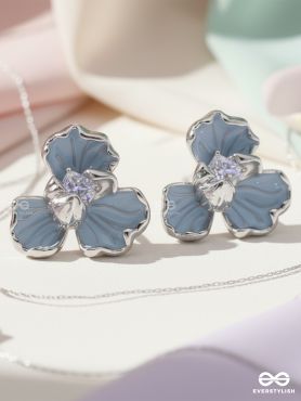 BLUE BREEZE BLOOM – ENAMEL FLORAL STUD EARRINGS