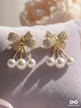 BUBBLE BOW – CUTE PEARL DROP EAR JACKETS