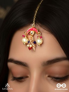MANIRAJANI – QUEEN OF GEMS – STATEMENT KUNDAN MAANGTIKA WITH PEARL DROPS