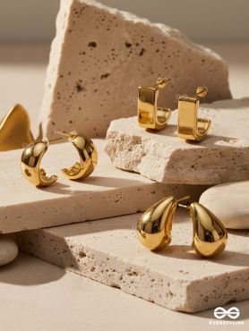 THE AURUM STACK – GOLD STUD EARRINGS SET