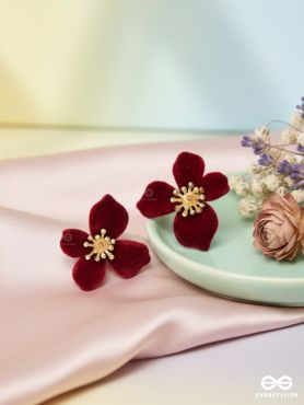 CRIMSON VELVET – FLORAL STATEMENT EARRINGS