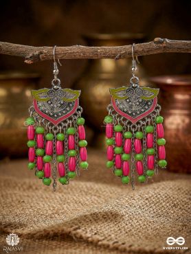PINK PARADE – OXIDISED TASSEL DROP EARRINGS