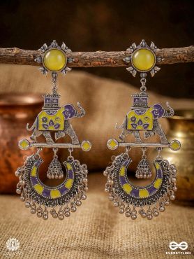 ROYAL CARAVAN – OXIDISED ELEPHANT DROP EARRINGS