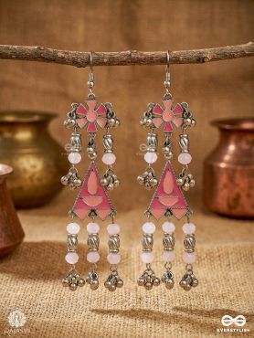 FLORAL SYMPHONY – OXIDISED ENAMELLED TASSEL EARRINGS