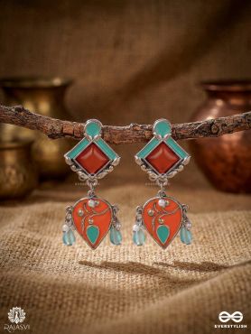 TRIBAL SUNBEAM – OXIDISED ENAMEL STATEMENT EARRINGS