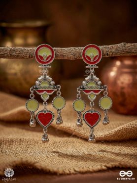 DHAARA HANGING – OXIDISED NECKLACE WITH ORNATE CENTRE AND BEAD DANGLERS