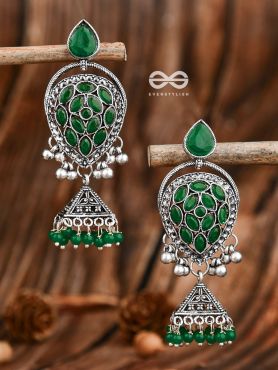 The Khaleesi Statement Danglers - Emerald Green - The Embellished Oxidised Collection
