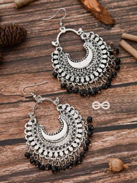 The Motif Moon - Oxidised Chandbali Earrings (Black)