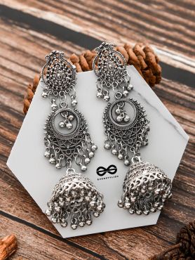 A Indo-Western Artwork - Oxidised Boho Earrings