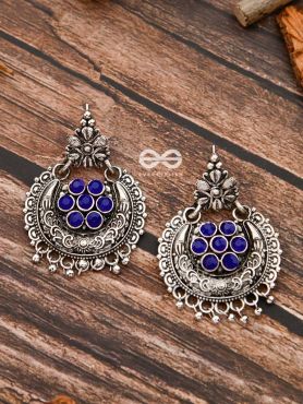 The Peppy Touch - Oxidised Boho Earrings (Blue)