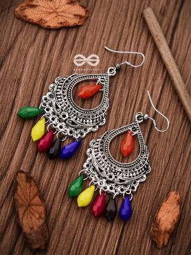 The Vintage Drop Motifs (Multicoloured) - Oxidised Boho Earrings