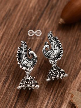 The Little Motif Peacock Jhumki - Tiny Trinket Earrings